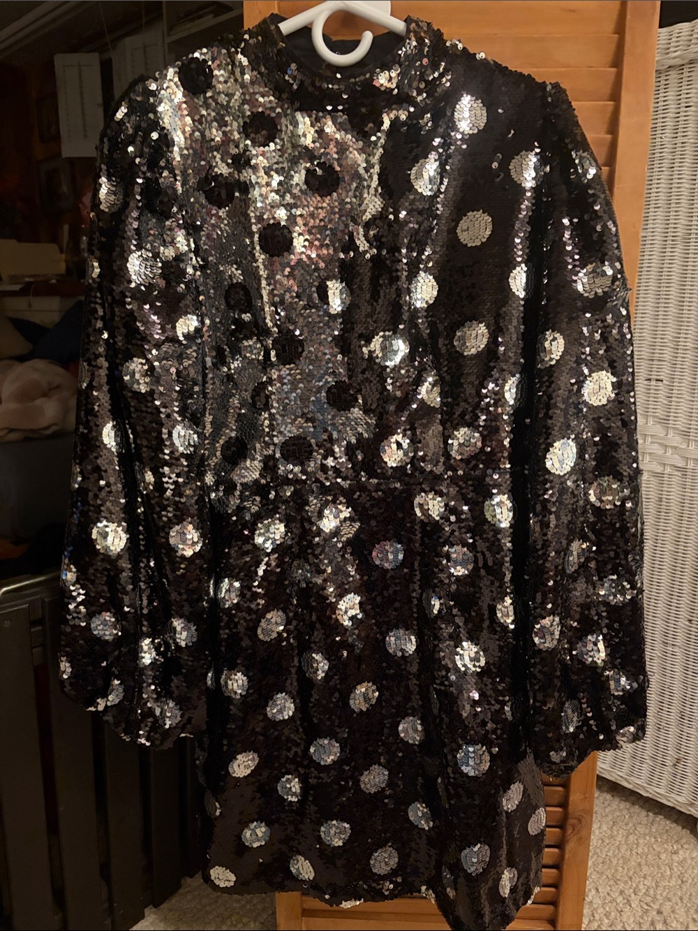 Sister Jane Black Sequin Polka Dot Long Sleeve Dress